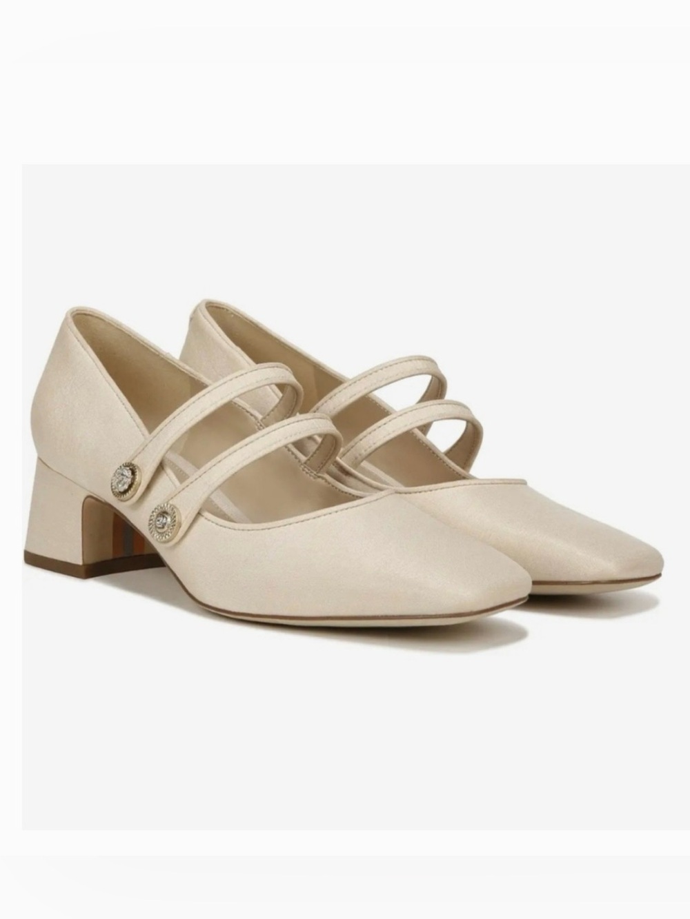 Sam Edelman Women's Tahira Pump Dark Ivory Mary Jane w/ Block Heel Womens 7